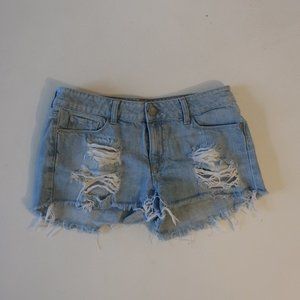 Womens Heartless "Pretty" Light Blue Distressed Denim Cut Off Shorts M*
